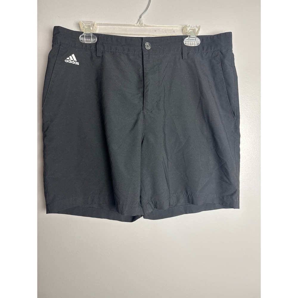 Adidas Golf Shorts Mens 34 Black Excellent Climalite Performance 3-Stripe Logo